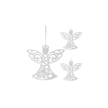 Karácsonyi Dísz - 3 db Csillogó Fehér Angyal - 10cm