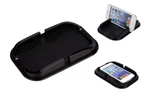 Csúszásgátló telefontartó Műszerfalra 10x15cm, szilikon, fekete