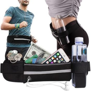   Övtáska futáshoz, 3 zsebbel, fülhallgató csatlakoztatással