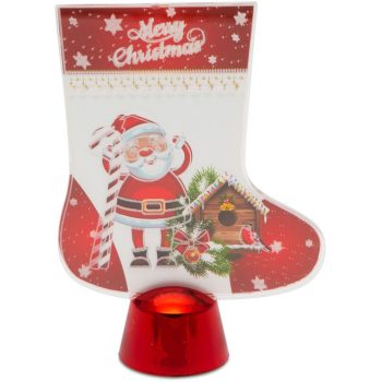 Karácsonyi asztali LED csizma dekor,fényes talppal,15 cm