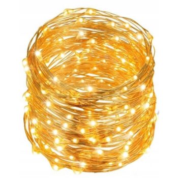   Fényfüzér, 100 LED, melegfehér, drót égősor, 10 méter