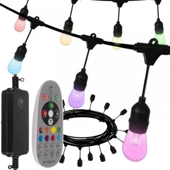   Kerti fényfüzér RGB izzókkal, 21 világítási mód, 15 méter + távirányító