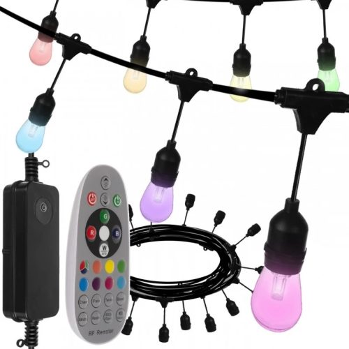 Kerti fényfüzér RGB izzókkal, 21 világítási mód, 15 méter + távirányító