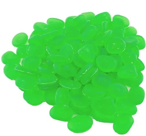 100 darabos készlet fluoreszkáló dekoratív kövekből, zöld színű