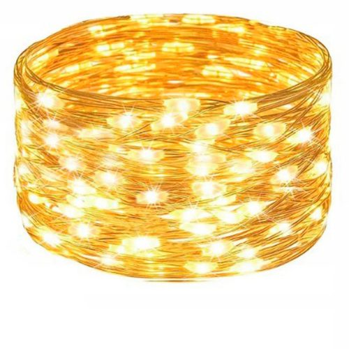 Beltéri Fényfüzér, 100 LED, melegfehér, drót égősor, 10 méter