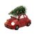 LED-es kerámia piros autó figura 18,5 x 15 x 11,5 cm