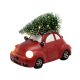LED-es kerámia piros autó figura 18,5 x 15 x 11,5 cm