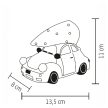 LED-es kerámia piros autó figura 18,5 x 15 x 11,5 cm