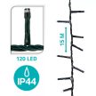 Kültéri LED fényfüzér, 120 LED,  15m, 8 beállítással - színes