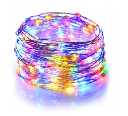 Többszínű LED fényfüzér,100 LED 10M 