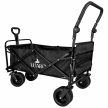 Összecsukható strandkocsi ponyvával és 120 literes hálós kosárral, fekete