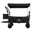 Összecsukható strandkocsi ponyvával és 120 literes hálós kosárral, fekete