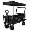 Összecsukható strandkocsi ponyvával és 120 literes hálós kosárral, fekete