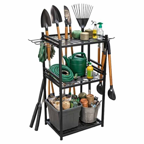 Kerti szerszámtartó állvány, lapáthoz, gereblyéhez, seprűhöz