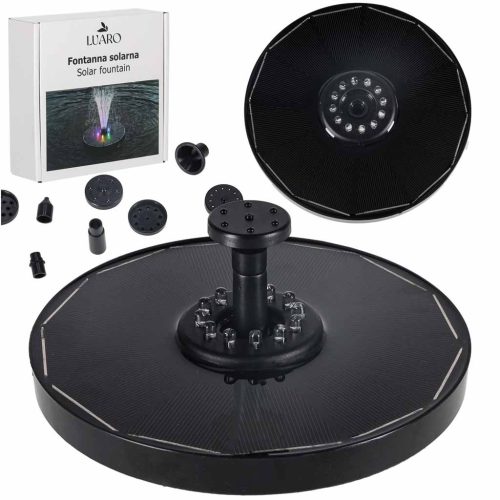 napelemes kerti tó szökőkút, kerti úszó szivattyú LED RGB 16cm