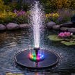 napelemes kerti tó szökőkút, kerti úszó szivattyú LED RGB 16cm