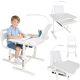 Gyerek íróasztal, állítható magasságú székkel és LED lámpával - fehér