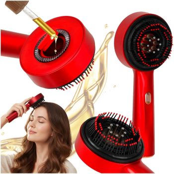   fejbőr masszírozó Masszázskefe olaj applikátorral, USB csatlakozó, piros