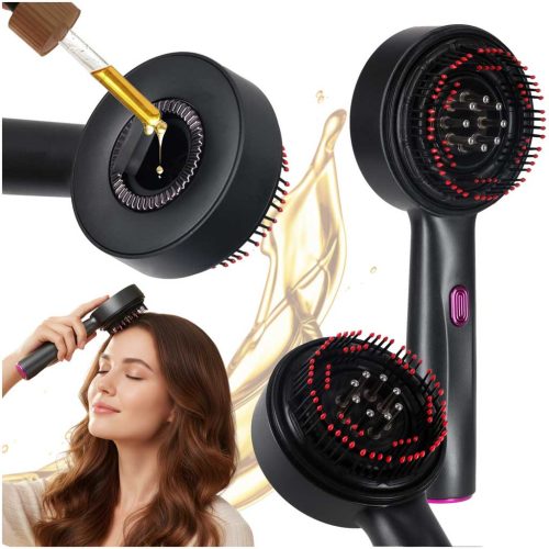 fejbőr masszírozó Masszázskefe olaj applikátorral, USB csatlakozó, fekete