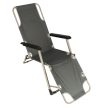 Összecsukható karfás kerti nyugágy párnával, fémvázas, szürke, 160x170x98cm