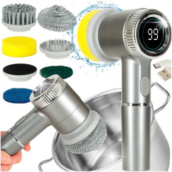   Elektromos tisztítókefe 5 az 1-ben, fürdőszobai padlófúgához, medencéhez, LED-del