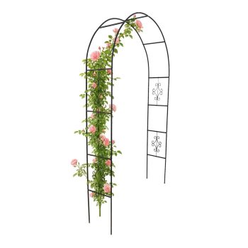   Fém kerti pergola ívtartó, rózsákhoz és futóvirágokhoz, 240 cm, zöld
