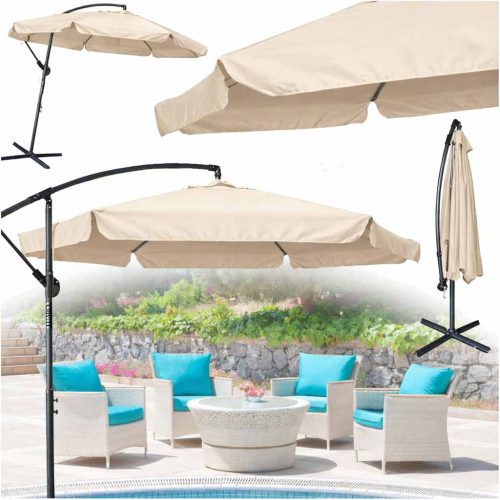 Nagy összecsukható kerti napernyő, karral, 290 cm, bézs