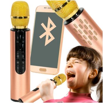   vezeték nélküli karaoke mikrofon gyerekeknek Bluetooth, 2000mAh, SD kártya, USB  - arany