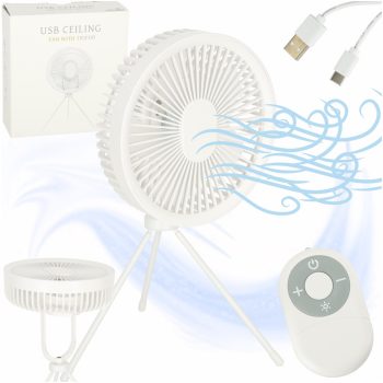   vezeték nélküli asztali ventilátor négy fújási móddal, USB, távirányítóval, 18 cm -  fehér
