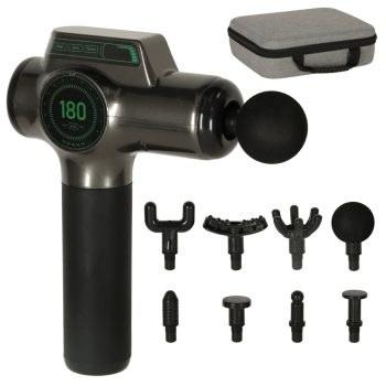   8 az 1-ben Masszázspisztoly  LED kijelzővel, 8 cserélhető fej és állítható fokozat