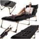 párnás kempingágy, összecsukható relaxfotel 193 cm - fekete