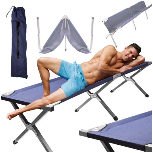  XXL összecsukható kempingágy   190,5 cm x 70,5 cm - kék 150kg teherbírás