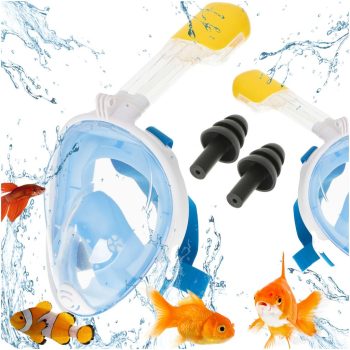   Összecsukható teljes arcús búvármaszk S/M, kék, panorámás lencsével