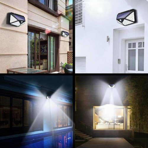 Mozgásérzékelős napelemes fali lámpa, 100 LED
