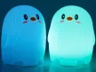 Gyermek LED éjszakai lámpa, pingvin, fehér/többszínű, RGB