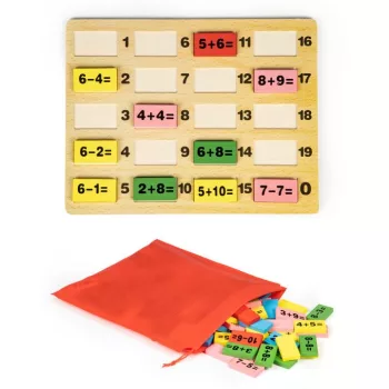   Fából készült matematikai oktató táblázat, összeadás-kivonás
