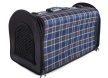 Kisállathordozó táska, állítható vállpánttal, nagy méretű, kék/kockás
