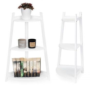 Modern fehér sarokpolc 3 db polccal