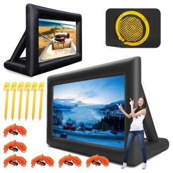   Nagyméretű felfújható vetítővászon ventillátorral, kültéri mozizáshoz 2,4 x 1,8 m