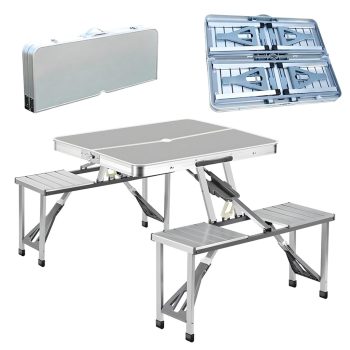 Összecsukható alumínium utazóasztal +4 szék 