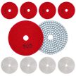 Gyémánt polírozó korong, tépőzáras rögzítéssel, 80 mm, 10 db-os szett, piros