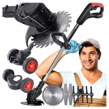   Akkumulátoros kerti bozótvágó és fűnyíró készlet XXL kerekekkel