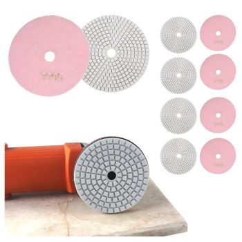   Gyémánt polírozó készlet, tépőzáras rögzítéssel, 80 mm, 10 db-os, pink