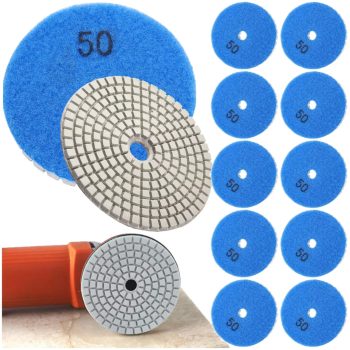   Gyémánt polírozó korong, tépőzáras rögzítéssel, 80 mm, 10 db-os szett, kék