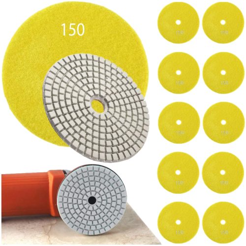 Gyémánt polírozó készlet, tépőzáras rögzítéssel, 80 mm, 10 db-os, sárga