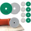 Gyémánt polírozó korong, tépőzáras rögzítéssel, 80 mm, 10 db-os szett, zöld