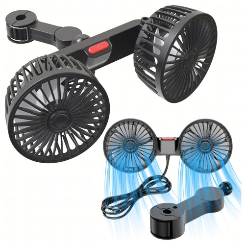 Dupla fejes forgó autoventilátor, USB, 12V/24V