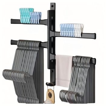   Falra szerelhető forgó fürdőszobai konyhai törölközőtartó, alumínium