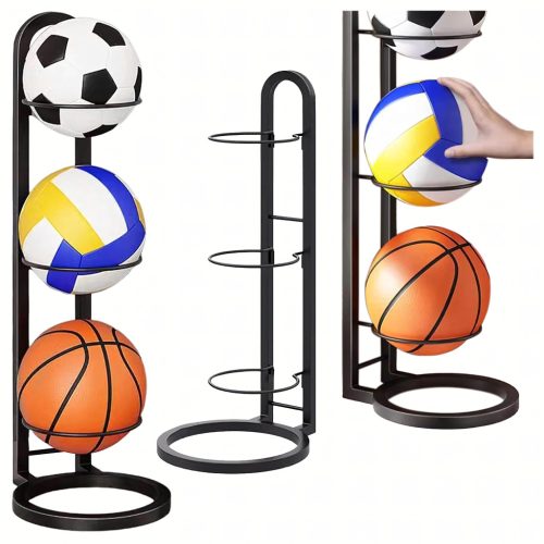 Labdatartó állvány 3 labdához, fém, 73 cm