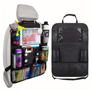   Praktikus autósülés rendszerező, 10 zseb, fekete, 41,5 x 61 cm